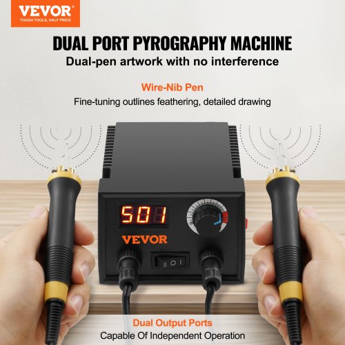 Holzbrennset 200~700°C Einstellbarer Doppel-Brandmalerei-Stift 23 Drahtspitzen | EU