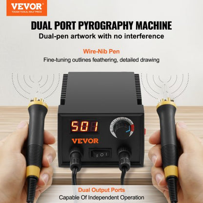 Holzbrennset 200~700°C Einstellbarer Doppel-Brandmalerei-Stift 23 Drahtspitzen | EU