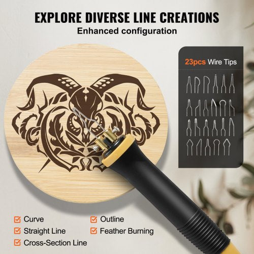 Holzbrennset 200~700°C Einstellbarer Doppel-Brandmalerei-Stift 23 Drahtspitzen | EU