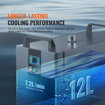 Industrial Water Chiller Laser Chiller Kylsystem med inbyggd kompressor 12L vattentankkapacitet, 7,2L/min Max.flödeshastighet, 200W Kylkapacitet för CO2-lasergraveringsmaskinkylmaskin