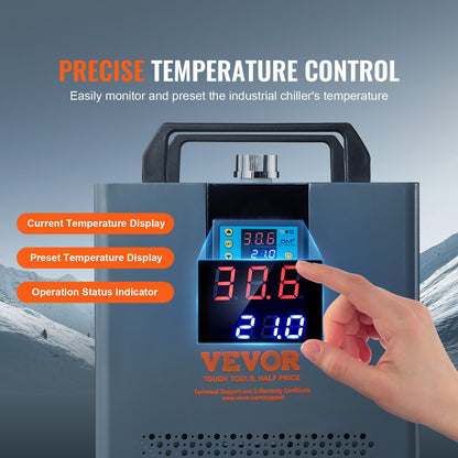 Industrial Water Chiller Laser Chiller Kylsystem med inbyggd kompressor 12L vattentankkapacitet, 7,2L/min Max.flödeshastighet, 200W Kylkapacitet för CO2-lasergraveringsmaskinkylmaskin