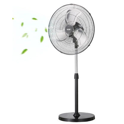Industrial Pedestal Fan, 20 Inch 90-Degree Oscillating Fan, Height Adjustable Standing Fans with 3 Adjustable Speeds, High Power Fans for Warehouse,Garage,Commercial, Black