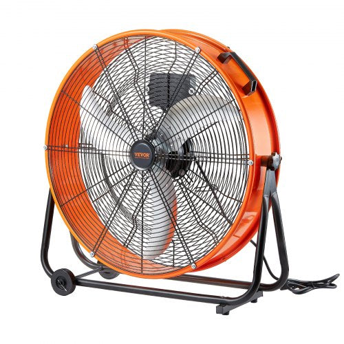 Drum Fan, 24 Inch High Velocity Industrial Shop Fan, Heavy Duty Commercial Use 3-Speed 8600CFM, 360°Adjustable Tilting,0-2h Timer Industrial Floor Fan for Warehouse,Workshop,Factory, Basement