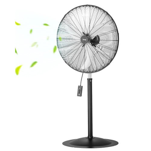 Industrial Pedestal Fan, 30 Inch 85-Degree Oscillating Fan, Height Adjustable Standing Fans with 3 Adjustable Speeds, High Power Fans for Warehouse,Garage,Commercial, Black