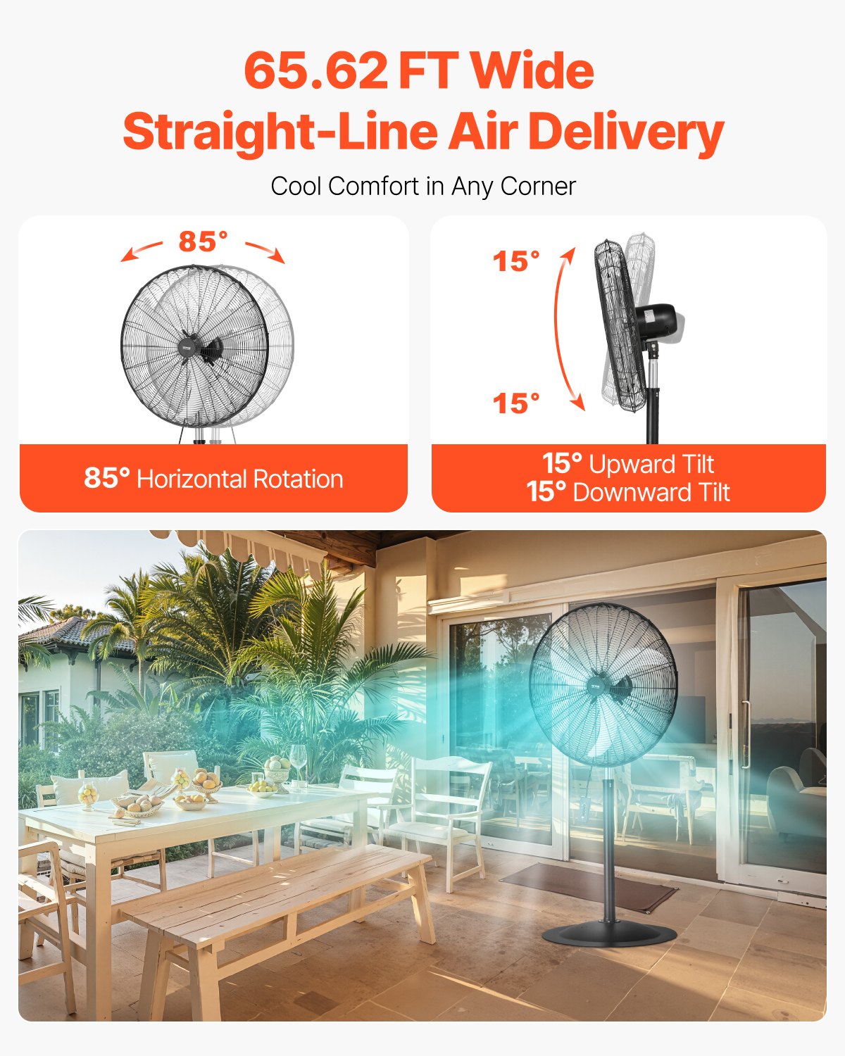 30" Industrial Pedestal Fan 3-Speed Oscillating Fan Height Adjustable