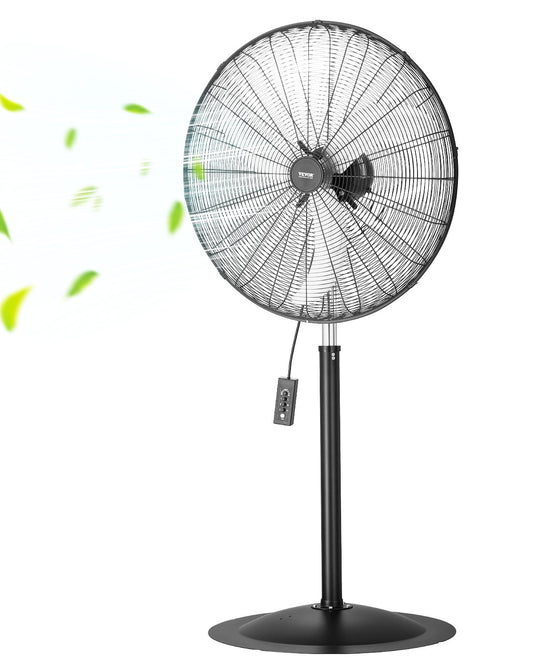 30" Industrial Pedestal Fan 3-Speed Oscillating Fan Height Adjustable