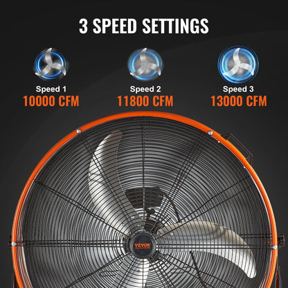 Drum Fan 30 Inch High Speed Industrial Use 3-Speed 13000CFM for Warehouse