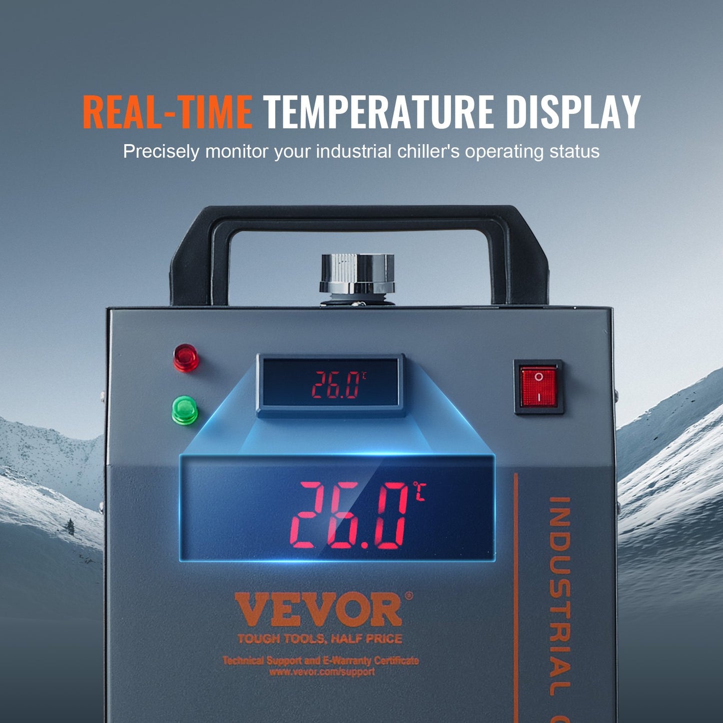 Industrial Water Chiller CW-3000 Luftkyld Industrial Water Chiller Kylsystem med 12L vattentankkapacitet, 12L/min Max. Flödeshastighet, för lasergraveringsmaskin Kylmaskin Laserrör