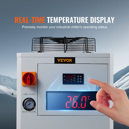 Industrivattenkylare CW6000, 1500W vattenkylsystem med kompressor, 15 l vattentankkapacitet, 65 l/min Max flödeshastighet, för kylmaskin för CO2-lasergraveringsmaskin
