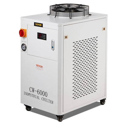 Industrivattenkylare CW6000, 1500W vattenkylsystem med kompressor, 15 l vattentankkapacitet, 65 l/min Max flödeshastighet, för kylmaskin för CO2-lasergraveringsmaskin