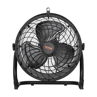 Floor Fan, 3 Speeds High Velocity Heavy Duty 14 Inch Industrial Fan, 2520 CFM 360° Adjustable Tilt 23.62 ft/sec Airflow Large Metal Fan, for Home, Gym, Office, Garage, Commercial Shop & Bedroom