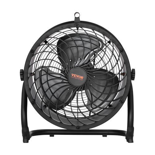 Floor Fan, 3 Speeds High Velocity Heavy Duty 14 Inch Industrial Fan, 2520 CFM 360° Adjustable Tilt 23.62 ft/sec Airflow Large Metal Fan, for Home, Gym, Office, Garage, Commercial Shop & Bedroom