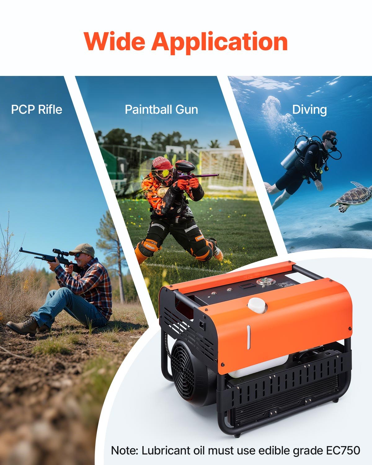 PCP Air Compressor, 4500PSI/30Mpa Diving Scuba Tank Air Compressor, Double Cylinder Auto-Stop PCP Diving Compressor with Built-in Water & Fan Cooling System for Paintball, Air Rifle, Scuba Tanks