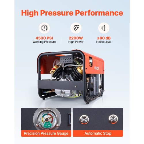 PCP luftkompressor 4500PSI/30MPa Dubbelcylindriga dykflaskluftkompressorer