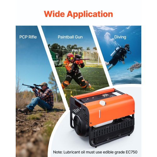 PCP luftkompressor 4500PSI/30MPa Dubbelcylindriga dykflaskluftkompressorer