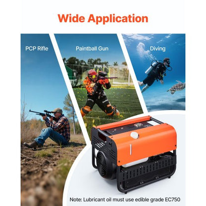 PCP luftkompressor 4500PSI/30MPa Dubbelcylindriga dykflaskluftkompressorer