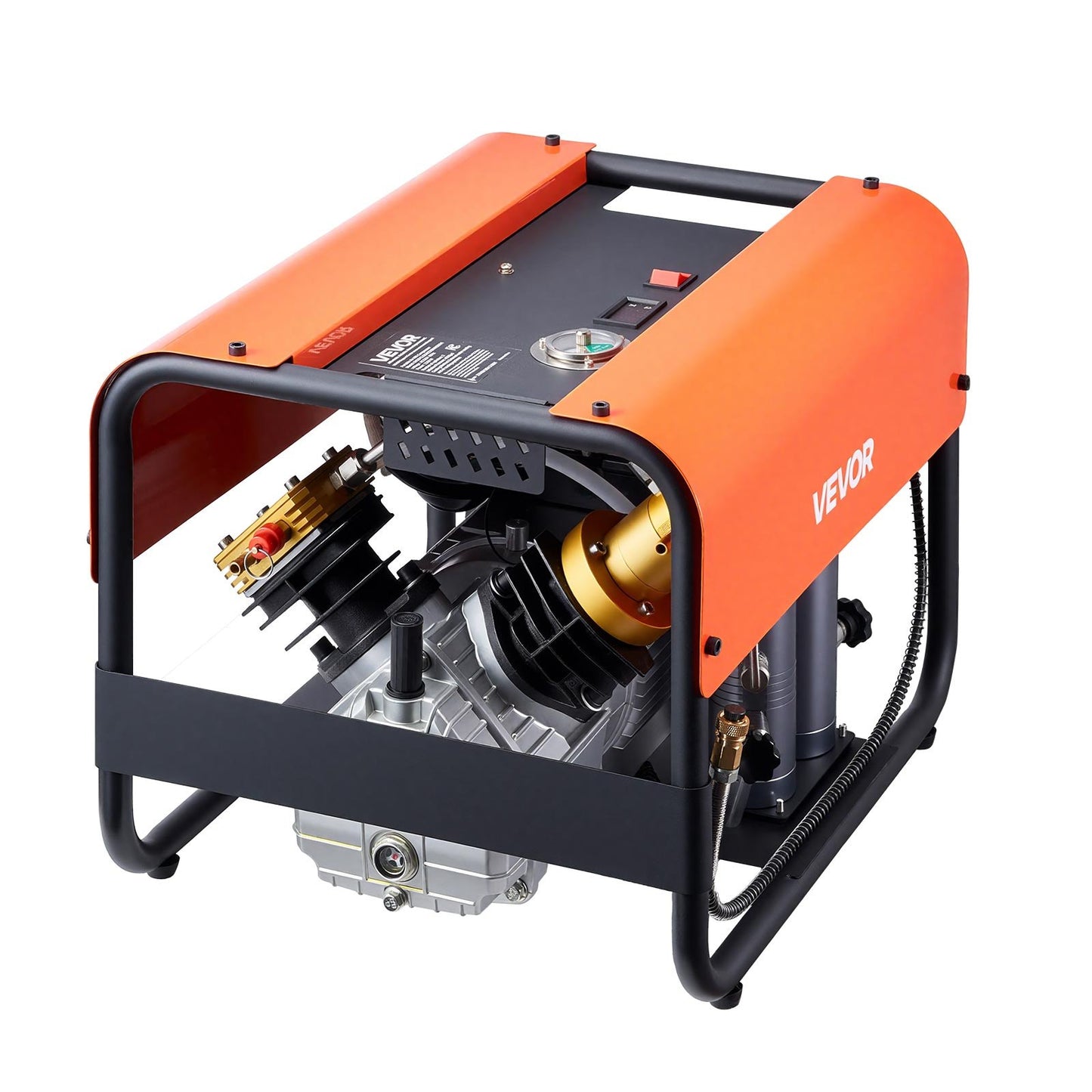 PCP Air Compressor, 4500PSI/30Mpa Diving Scuba Tank Air Compressor, Double-Cylinder Auto Stop PCP Diving Compressor with External Water & Fan Cooling System for Scuba Tanks, Paintball, Air Rifle