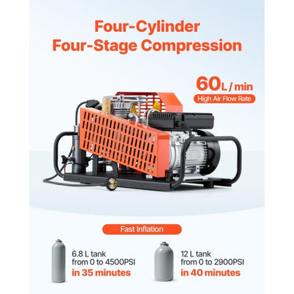 PCP luftkompressor 4500PSI/30Mpa fyrcylindrig dykflaskluftkompressor |  EU