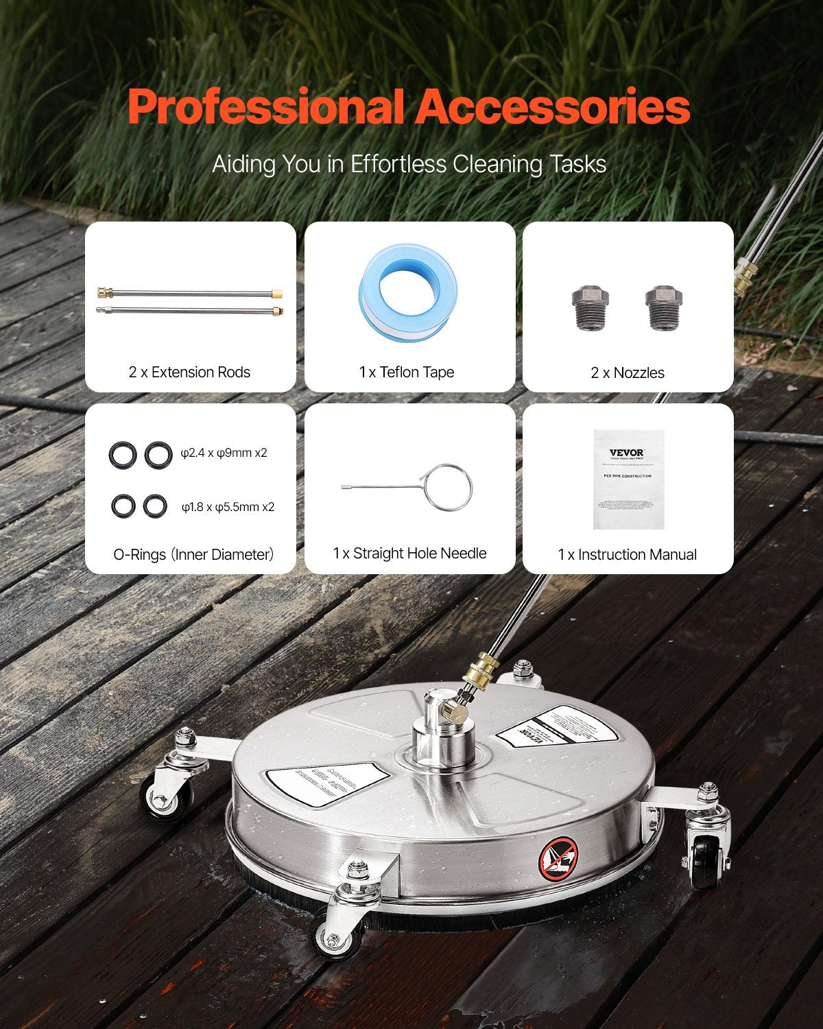 16,5" Hochdruckreiniger, Oberflächenreinigung, 4 Räder, Edelstahl, 4000 Max PSI