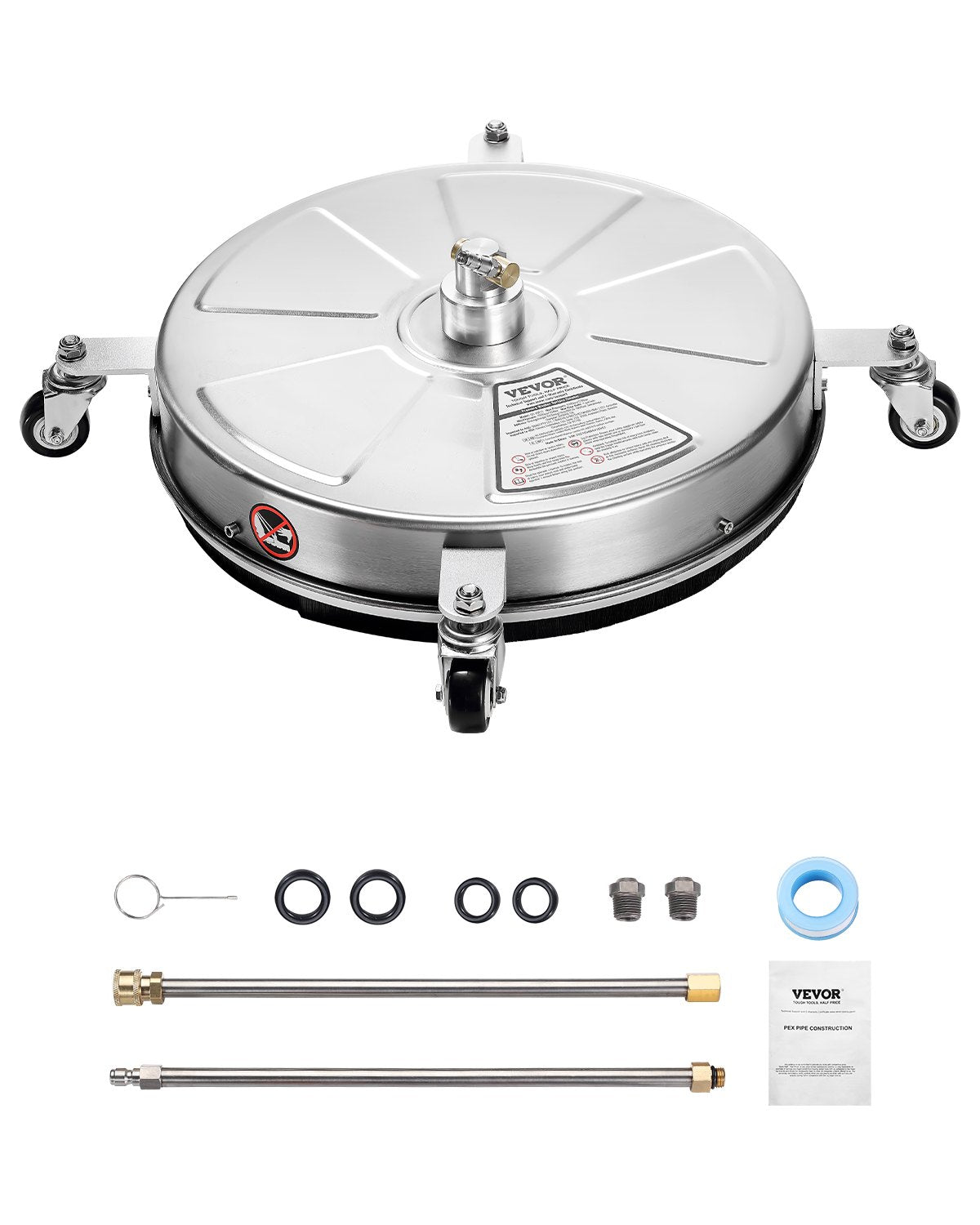 18" Hochdruckreiniger, Oberflächenreinigung, 4 Räder, 4000 Max PSI, 2 verlängerte Stäbe