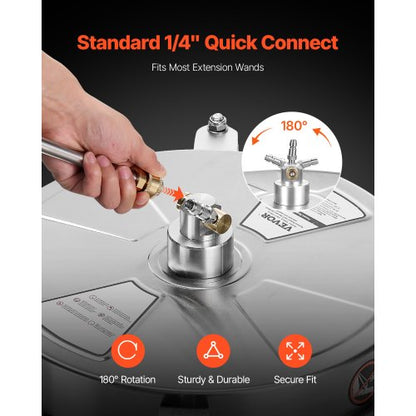 15" högtryckstvätt ytrengörare 4 hjul 4000 max PSI 2 förlängda skaft |  EU