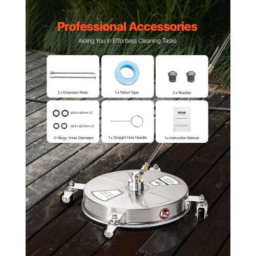 15" högtryckstvätt ytrengörare 4 hjul 4000 max PSI 2 förlängda skaft |  EU