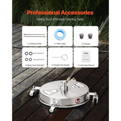 15" högtryckstvätt ytrengörare 4 hjul 4000 max PSI 2 förlängda skaft |  EU