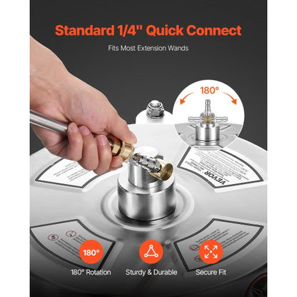 14" högtryckstvätt Ytrengöring 4 hjul 4000 Max PSI 2 förlängda stavar