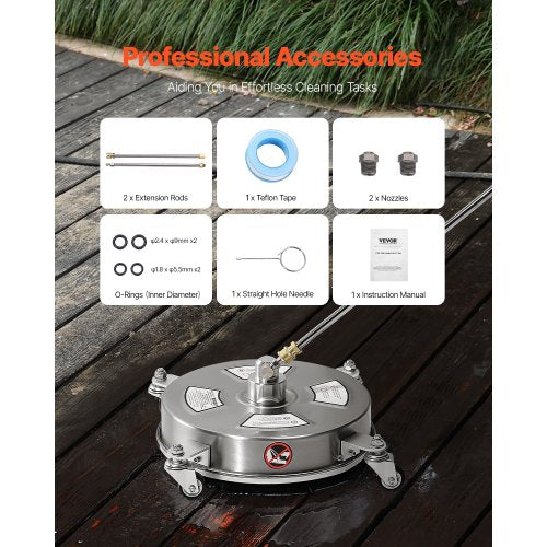 14" högtryckstvätt Ytrengöring 4 hjul 4000 Max PSI 2 förlängda stavar