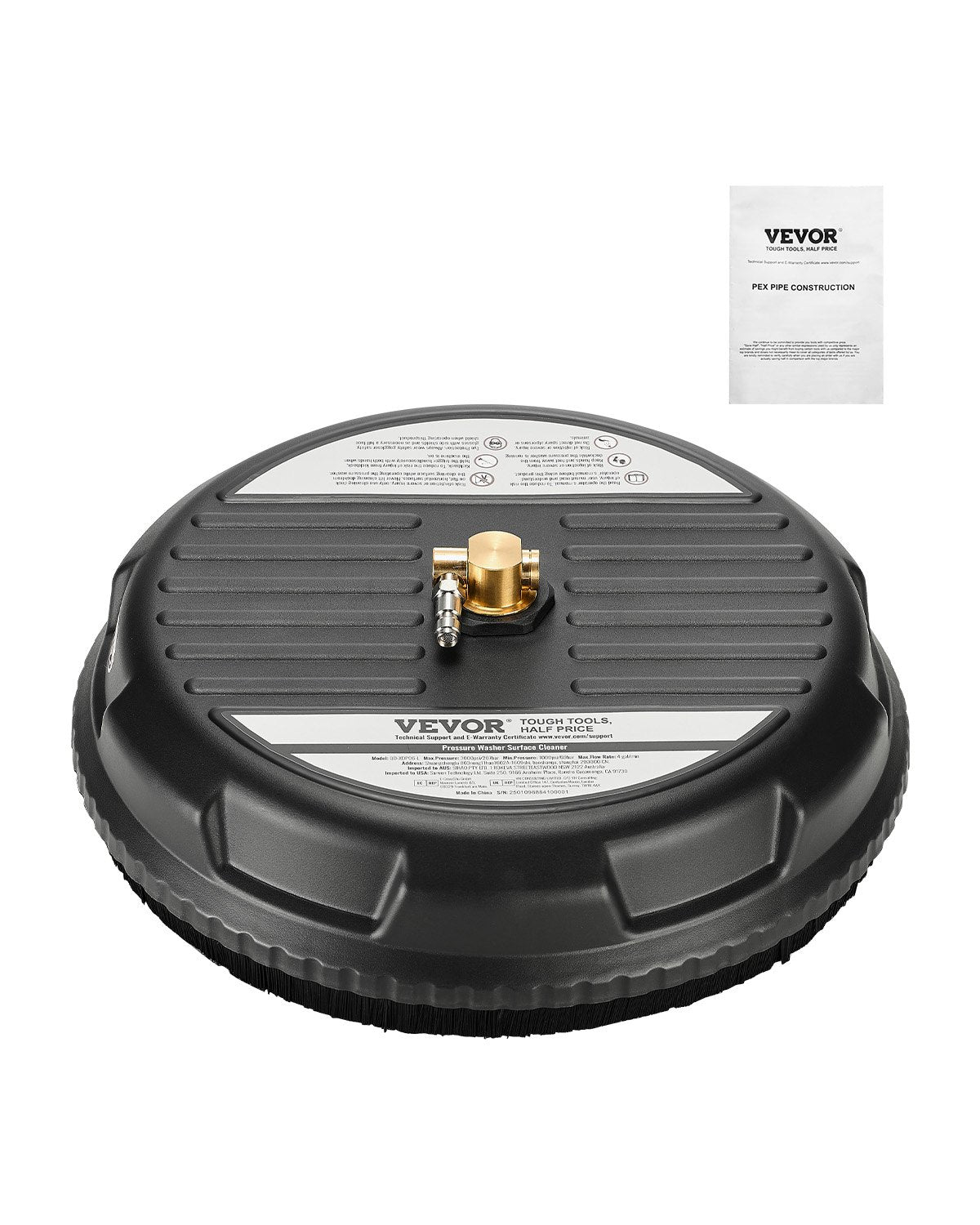 15" Hochdruckreiniger, Oberflächenreinigung, 4 Räder, 3000 Max PSI, Kunststoff, Schwarz