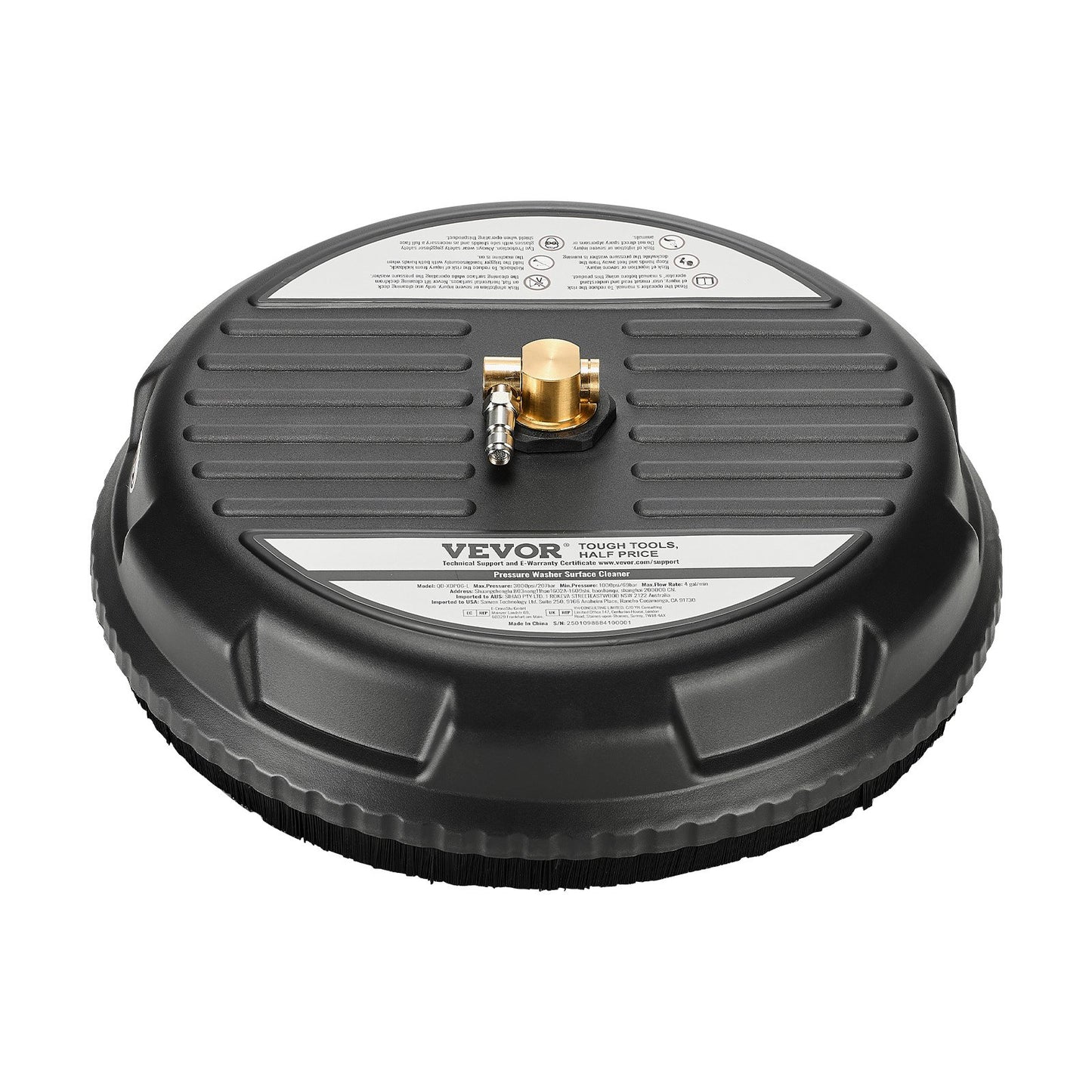 15" Hochdruckreiniger, Oberflächenreinigung, 4 Räder, 3000 Max PSI, Kunststoff, Schwarz