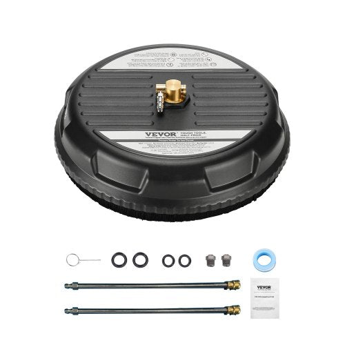 15" Pressure Washer Surface Cleaner, Plastic Pressure Washer Attachments with 4 Wheels, 4000 Max PSI, 1/4 Quick Connector, 2 Spray Nozzles, 2 Extended Wands for Driveway, Sidewalk, Patio, Deck