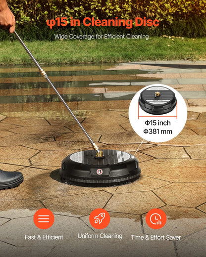 15" högtryckstvätt Ytrengöring 3000 Max PSI plast 2 förlängda stavar