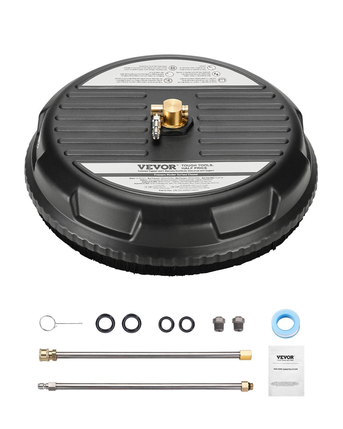 15" högtryckstvätt Ytrengöring 3000 Max PSI plast 2 förlängda stavar