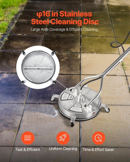 18" högtryckstvätt Ytrengöring 4 hjul Dubbla handtag 4000 Max PSI