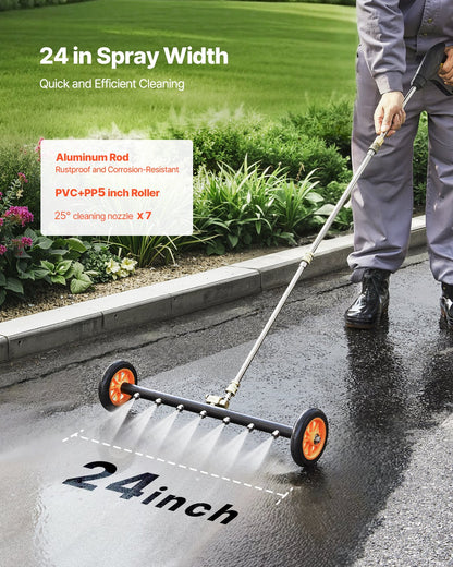 24" Hochdruckreiniger Unterbodenreiniger mit 2 Rädern 2 verlängerte Stäbe