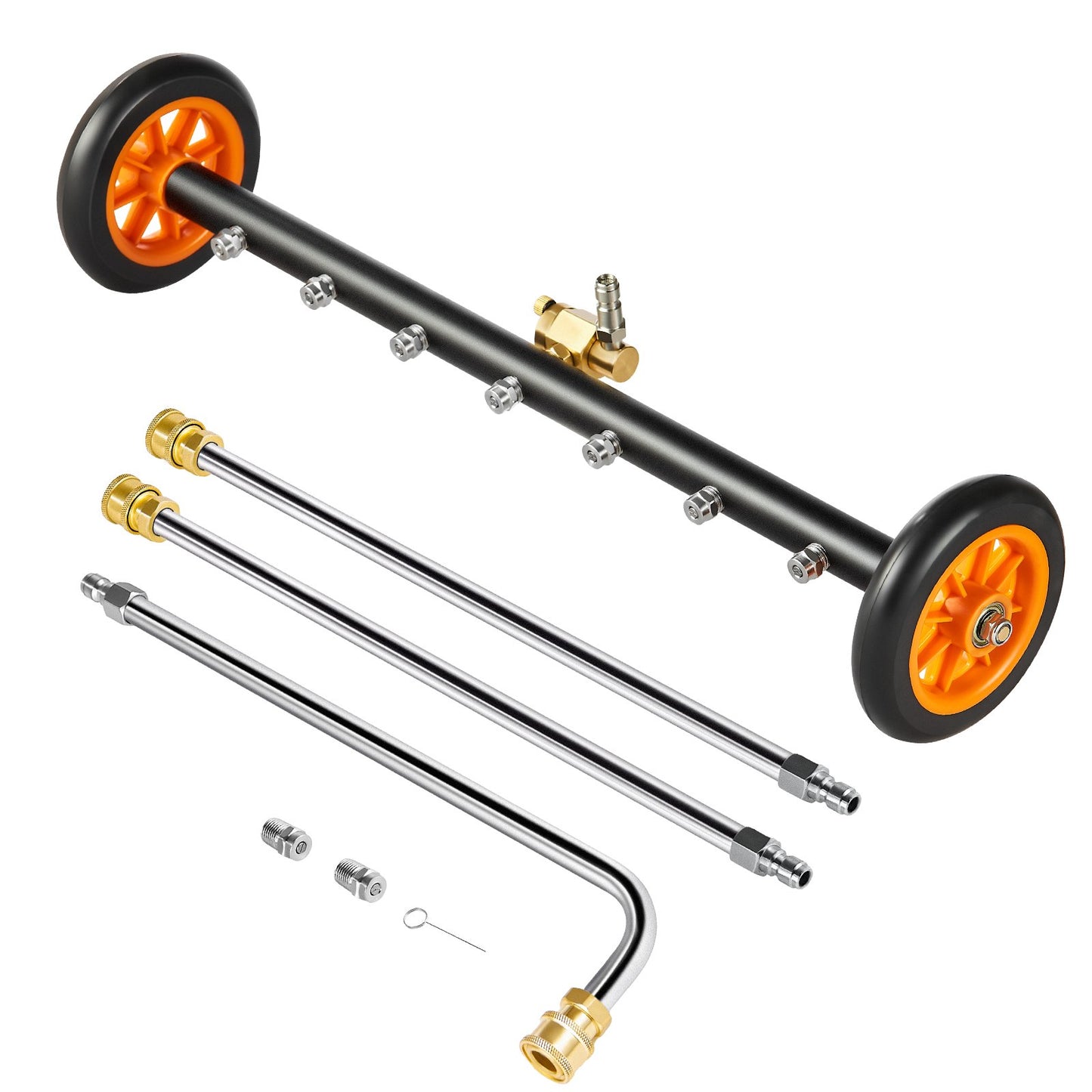 24" Hochdruckreiniger Unterbodenreiniger mit 2 Rädern 2 verlängerte Stäbe