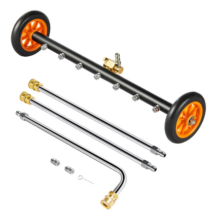 24" Hochdruckreiniger Unterbodenreiniger mit 2 Rädern 2 verlängerte Stäbe