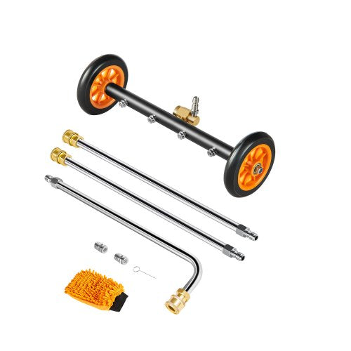 16" Pressure Washer Undercarriage Cleaner, Stainless Steel Surface Cleaner for Pressure Washer, 4000 Max PSI, Angle Adjustment Gear, 4 Spray Nozzles, 2 Extended Wands for Driveway, Patio, Deck
