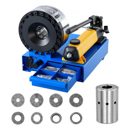 High Pressure Hydraulic Hose Crimper, Manual Hose Crimping Tool with 8 Dies & 0.24"-1.1" Crimping Range, Suitable for Low & High-Pressure Oil Pipes, Gas/Water/Auto AC Hoses & Cable Joints