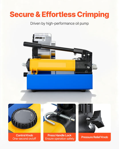 High Pressure Hydraulic Hose Crimper, Manual Hose Crimping Tool with 8 Dies & 0.24"-1.1" Crimping Range, Suitable for Low & High-Pressure Oil Pipes, Gas/Water/Auto AC Hoses & Cable Joints