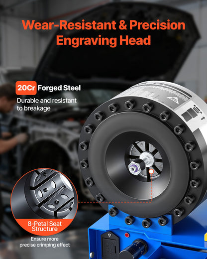 High Pressure Hydraulic Hose Crimper, Manual Hose Crimping Tool with 8 Dies & 0.24"-1.1" Crimping Range, Suitable for Low & High-Pressure Oil Pipes, Gas/Water/Auto AC Hoses & Cable Joints