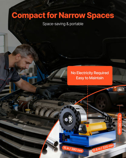High Pressure Hydraulic Hose Crimper, Manual Hose Crimping Tool with 8 Dies & 0.24"-1.1" Crimping Range, Suitable for Low & High-Pressure Oil Pipes, Gas/Water/Auto AC Hoses & Cable Joints