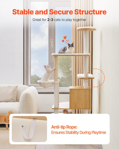 Large cat tree Tall cat tower Multi-storey apartment Indoor cat playhouse