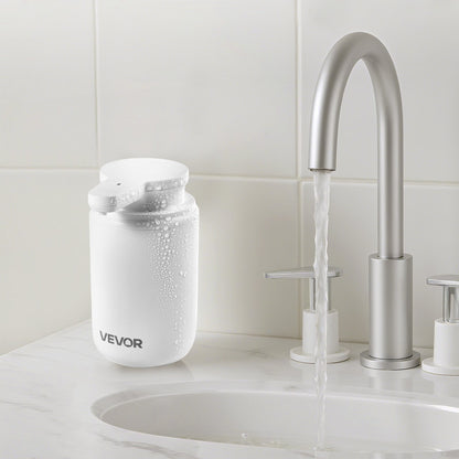 Soap Dispenser, 300 ml / 10 oz, Rechargeable Automatic Hand Soap Dispenser with Pump, 2 Adjustable Levels, Modern Touchless Liquid Foam Container with Indicator for Bathroom and Kitchen, White