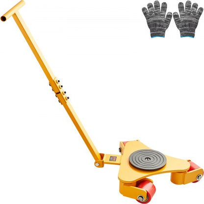 Machinery Skate Dolly, 6614 LBS/3T Industrial Machinery Mover with Handle, Carbon Steel Machinery Moving Skate with 3 360° Swivel PU Wheels, 360° Rotation Non-Slip Cap for Warehouse, Workshop