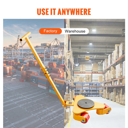 Maschinen-Rollwagen, 6614 Pfund/3 Tonnen Industriemaschinentransporter mit Griff, Maschinentransportwagen aus Karbonstahl mit 3 um 360° drehbaren PU-Rädern, 360° drehbar, rutschfest für Lager, Werkstatt