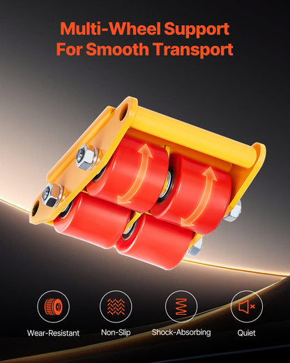 Machinery Skate Dolly, 13,200 LBS/6T Industrial Machinery Mover, Heavy Duty Carbon Steel Machinery Moving Skate with 4 PU Wheels and 360° Rotation Non-Slip Cap for Warehouse, Workshop, Factory