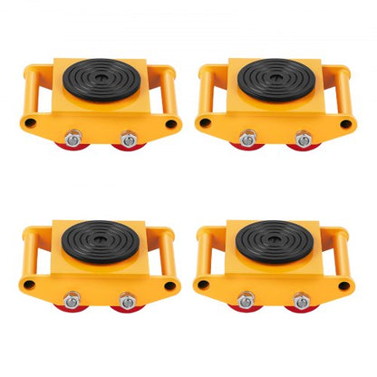 4PCS Machinery Skate Dolly, 17637 LBS/8T Industrial Machinery Mover, Heavy Duty Carbon Steel Machinery Moving Skate with 4 PU Wheels and 360° Rotation Non-Slip Cap for Warehouse, Workshop, Facto