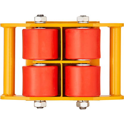 4-teiliges Maschinen-Rollbrett, 17637 Pfund/8 Tonnen Industriemaschinen-Transporter, Hochleistungs-Maschinen-Transportbrett aus Karbonstahl mit 4 PU-Rädern und 360° drehbarer Anti-Rutsch-Funktion für Lager, Werkstatt und Fabrik